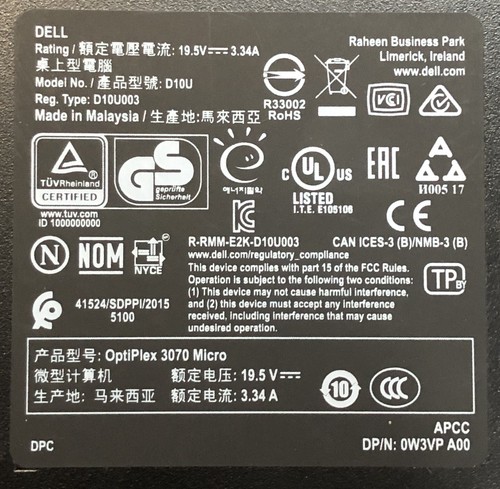 NO RETURNS - 2 Dell OptiPlex 3070 Micro PC i3 D10U - READ DISC - WATCH THE VIDEO - Afbeelding 7 van 7