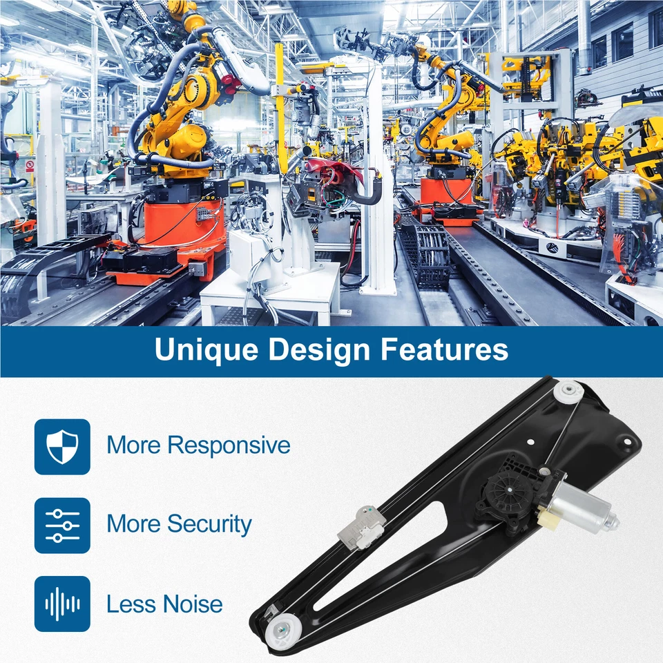 Window Regulator For Land Rover Range Rover HSE 2003-2009 Rear Right w/ Motor - Image 4 of 4