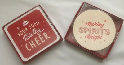 Holiday Coasters, 4 x 4 Inches/4'' circle 2 packs of 4 (8 total)