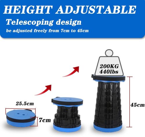 Portable Folding Stool Telescopic Chair Travel Fishing Camping Collapsible Seat - Picture 12 of 16