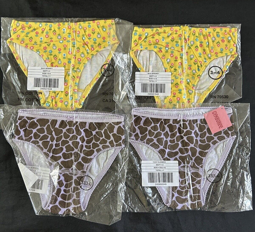 NEW 4 pair Gymboree Kid Girl XS 3 4 Underwear Cotton Panty Giraffe Print Floral