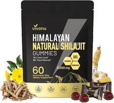 Shilajit Gummies,Ashwagandha, Gokshura, Fulvic Acid & 85+ Trace Minerals
