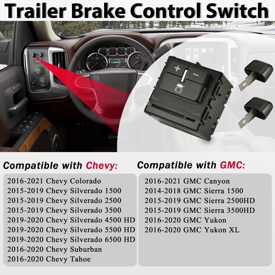 For GMC Sierra 1500 2500 3500 HD 2015-2019 Trailer Brake Control Switch 84108373 - Image 4 of 4