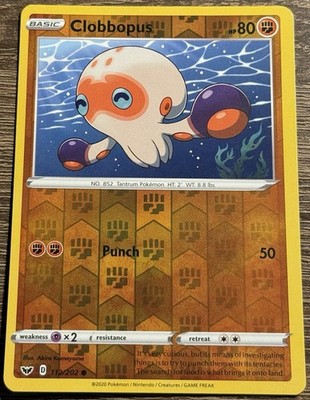 Clobbopus 112/202 Reverse Holo 2020 Pokemon Sword & Shield LP (L)