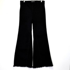 FREE PEOPLE Black Pull On Bell Bottom Jeans Frayed Stretch Womens 28 Drapy Flare