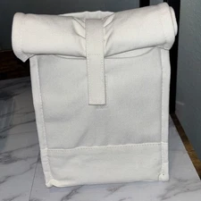 Figmint White Cotton Shell Insulated Liner Lunch Tote Bag NWT