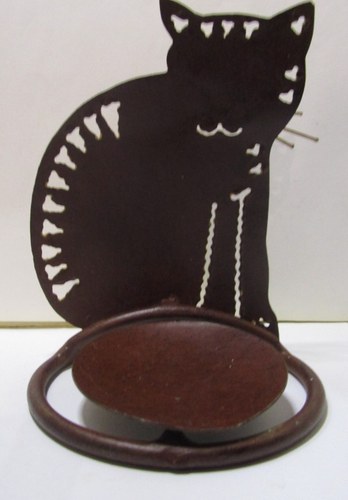 Punched Metal Cat Candle Holder - Wire Whiskers - New No Tag - Picture 5 of 7