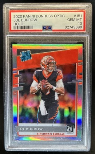2020 Panini Donruss Optic Joe Burrow Holo Prizm Rookie RC #151 Bengals PSA 10