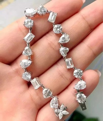 Multi Shape Tennis Bracelet 14K White Gold Plated 5Ct Pear Lab Created Diamond
