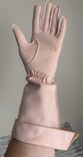 Vtg Pale Pink Women's Long Cuffed Opera Gloves Medium 6 1950s Tea Party Coquette