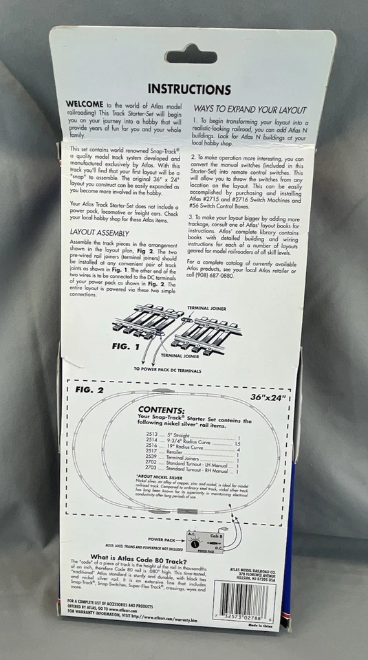 Atlas # 2788 Snap Track Starter Set N Scale Code 80 New In Open Box - Image 2 of 4