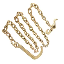 5/16 x 8 FT GRADE 70 Wrecker Tow Chain 15" J Hook Hook Rollback Carrier Axle