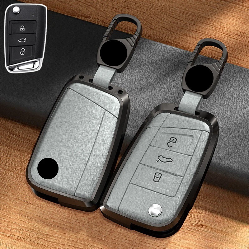 Funda protectora de cuero de aleación de aluminio para VW Leon Golf Polo Seat Karoq Skoda Foto 4 de 4