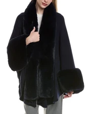 Surell Accessories Knit Ruana Women's Blue