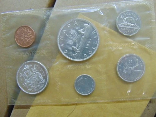 1961 CANADIAN PROOF LIKE SET - CENT THRU DOLLAR - SILVER - Canada - asw 1.11 Oz