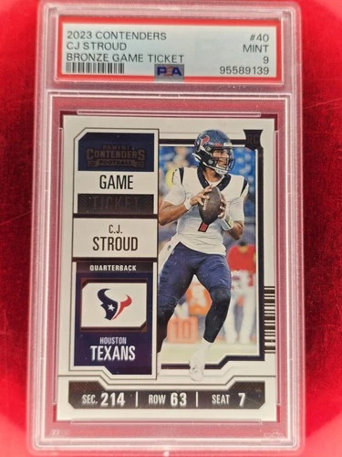 2023 Panini Contenders CJ Stroud RC #40, BRONZE Parallel, Houston Texans, PSA 9