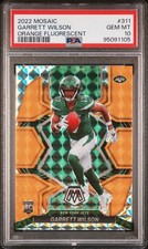 2022 Panini Mosaic Garrett Wilson Orange Fluorescent Prizm RC PSA 10 25/25 GEM