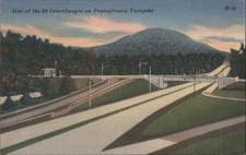 Interchange on the Pennsylvania Turnpike,W-10 1952 Postcard Tichnor Bros. Inc.
