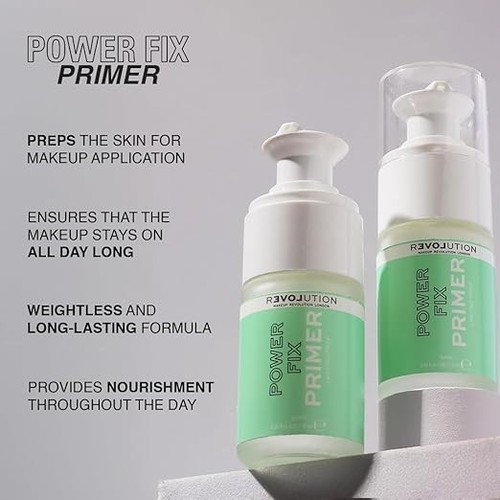 Makeup Revolution Power Fix Primer, Transparent, Oils Absorbing, Moisturises and - Picture 3 of 4
