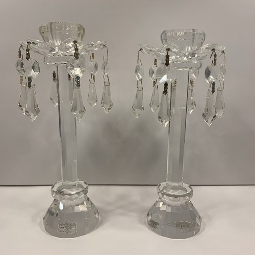 Crystal Diamonds By Godinger 9.5” Candleholder Set Shannon Crystal Of Ireland - Picture 2 of 7