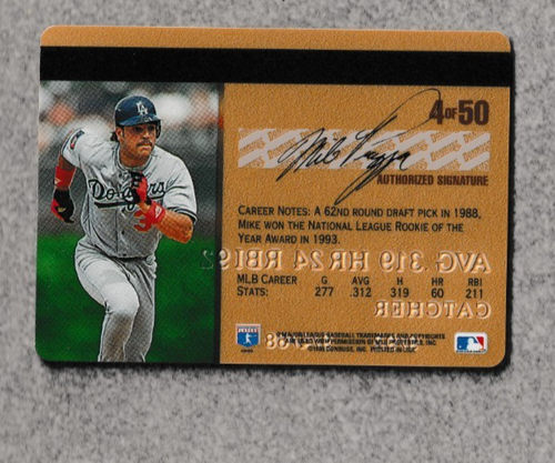 1995 Donruss Studio GOLD #4 MIKE PIAZZA LA Dodgers NY Mets MINT - Picture 2 of 2