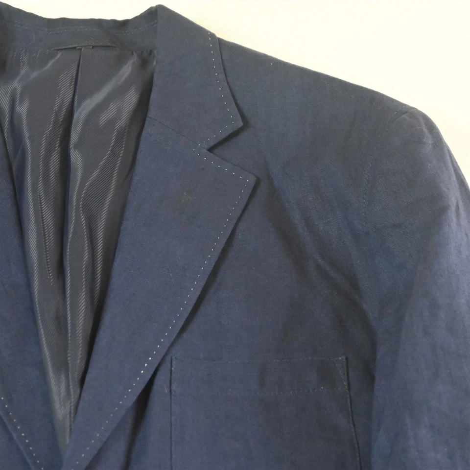 Sean John 3XLR Navy Blue 100% Linen Mens Blazer Suit Jacket Sport Coat - Image 2 of 4