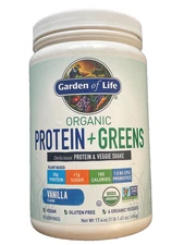 Garden of Life Protein & Greens Powder, Vanilla Shake, 20g Protein,17.4oz 3/2026