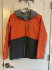 Free Country Boys XXL 14/16 Orange Gray Softshell Hooded Full Zip Jacket