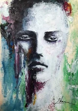 ORIGINAL Portrait ART acrylic painting MODERN Woman ABSTRACT Expressionist FACE