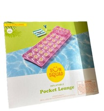 Sun Squad 18-Pocket Inflatable Lounge Adult Pool Float Intex Pink 5 ft 9 in long