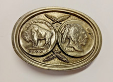 Buckles of America Pewter Belt Buckle BA-107 Buffalo Head Nickle Preowned