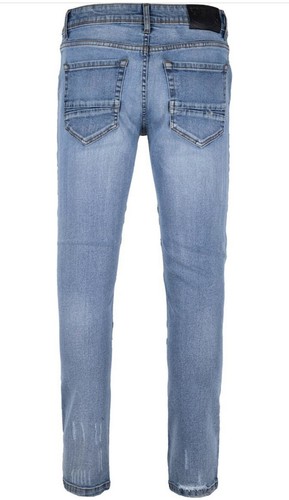 XRAY Distressed Light Blue Wash Moto Skinny Jeans Biker Mens 32x32 - Picture 3 of 3
