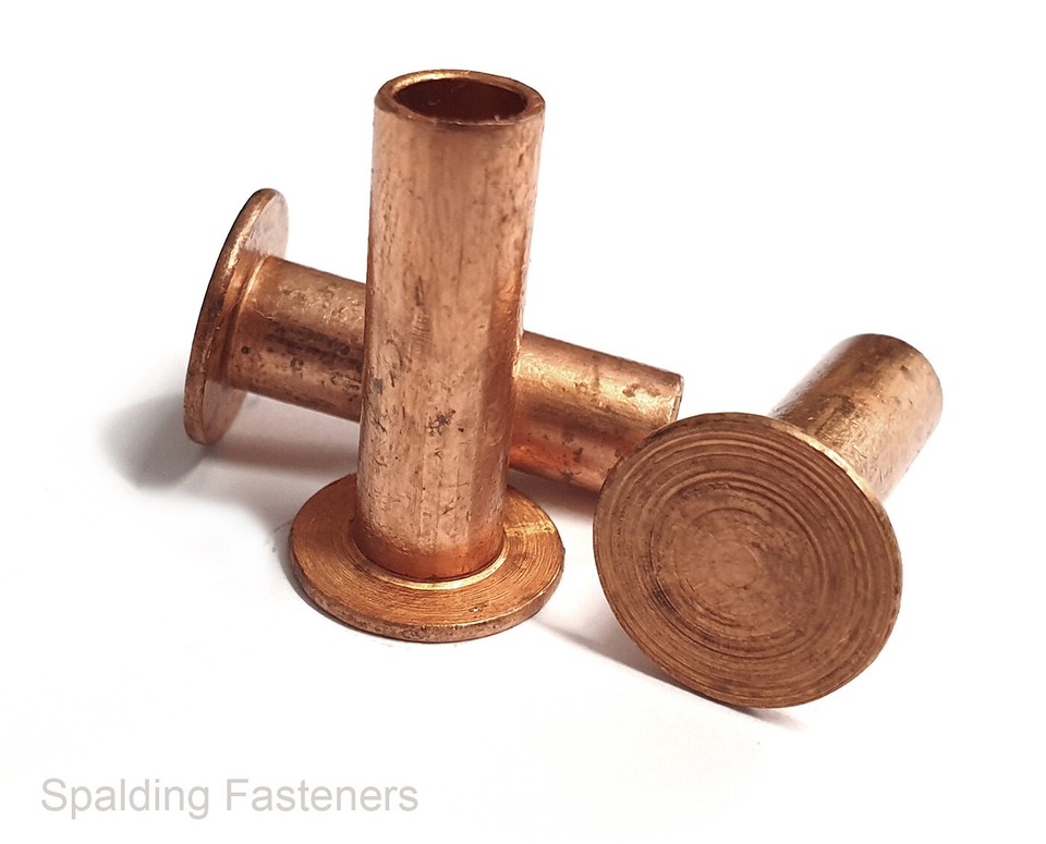 Solid Copper Flat Head Rivets DIN 7338 Tubular brake clutch linings M4