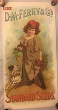 D.M. FERRY & COMPANIES STANDARD SEEDS ADVERTISING POSTER 24x12 1/2”
