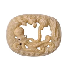 Capt Nemo Carved Octopus Waterbuffalo Bone Bead 10408B