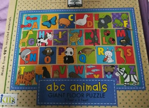 35 pc ABC ANIMAL Giant FLOOR PUZZLE 2x3' Alphabet Green Start boy girl preschool - Afbeelding 1 van 3