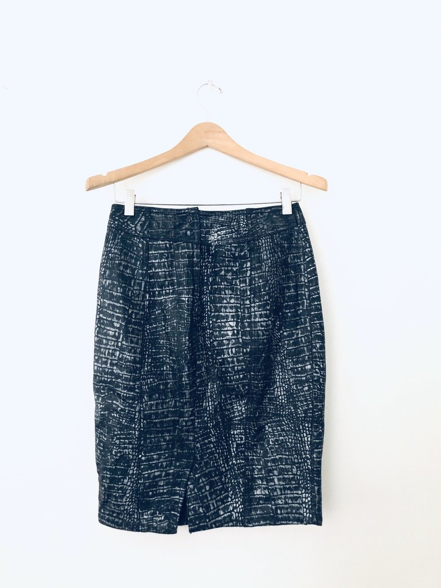 スカート CROC PRINT SKIRT Vintage Leather City Mock Croc Leather Pencil Skirt Size 6