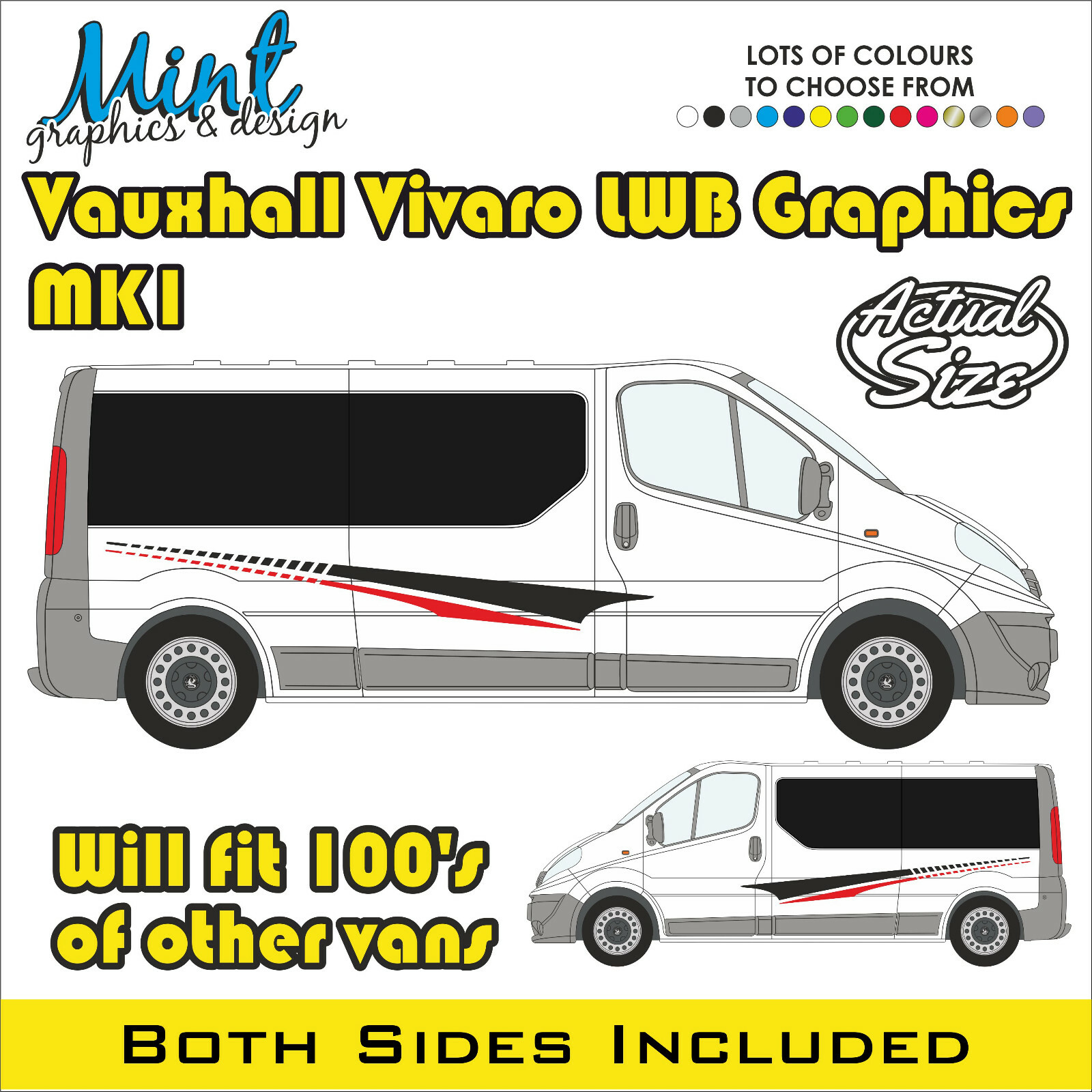 LWB Vauxhall (Opel) Vivaro Wohnmobil Camper Abziehbilder Aufkleber Van Grafik KEINE P&P 049