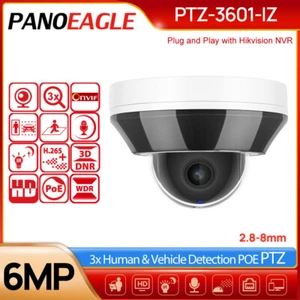 Compatible avec Hikvision HD 6MP PTZ 3XZoom MIC IR POE Sécurité du dôme CCTV caméra MIC