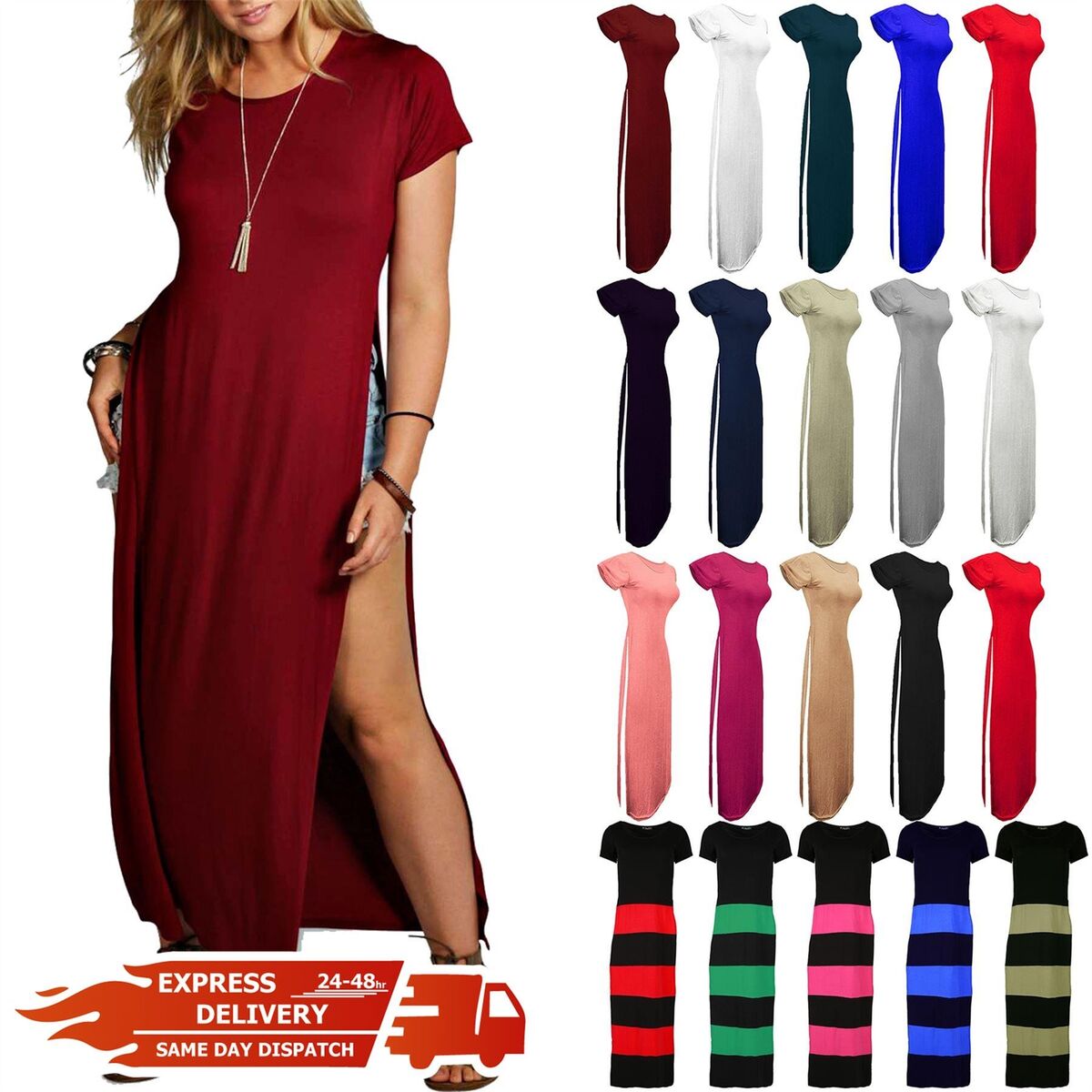 long maxi dress with side slits