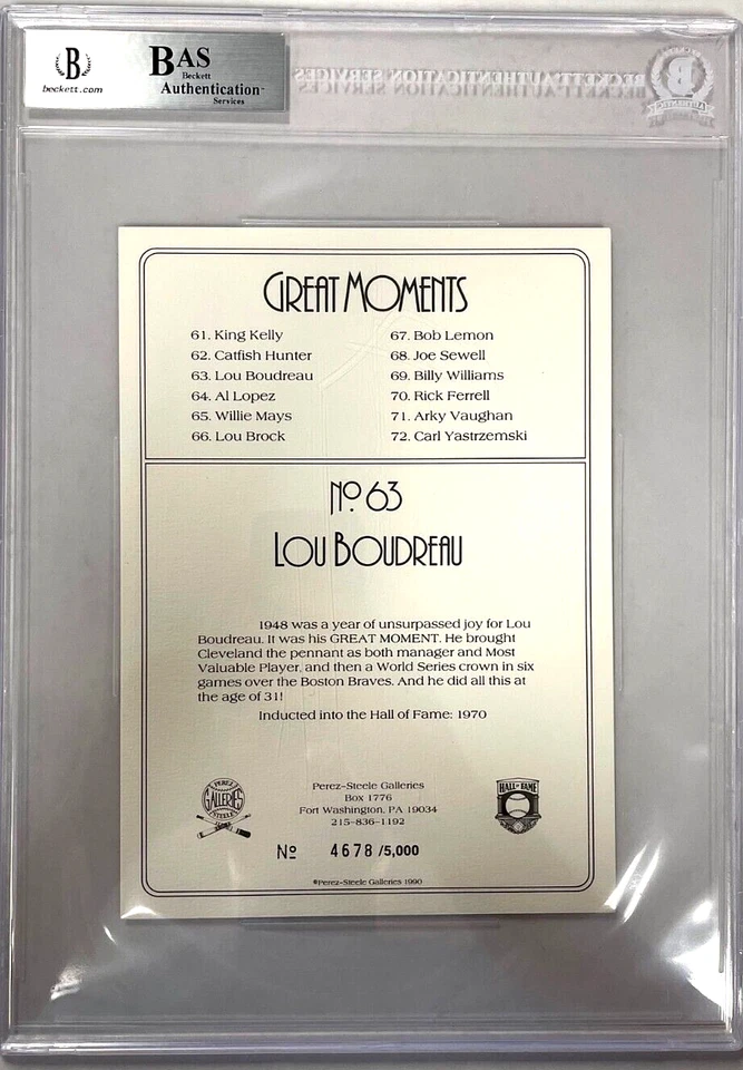Lou Boudreau Signed Perez-Steele Great Moments Beckett Slabbed HOF Indians - Image 3 of 3