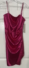 Emerald Sundae Womens Pink Satin Ruched Party Mini Dress Juniors M