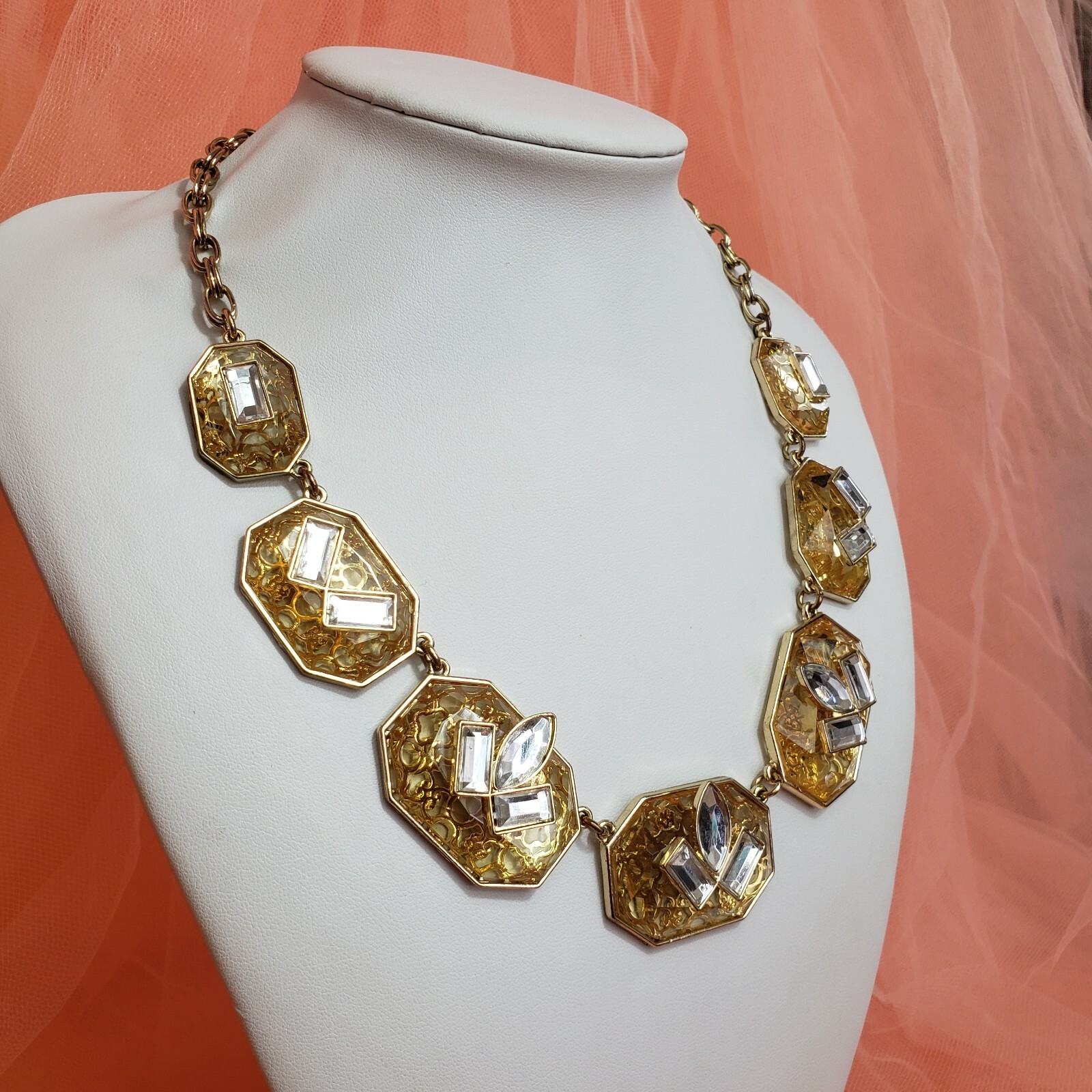 GOLD TONE RHINESTONE CHOKER STATEMENT COLLAR NECKLACE Trendy Insta BIB