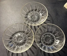 3 Federal Glass Columbia Crystal Clear Round  Dessert Fruit Bowl 5" Depression.