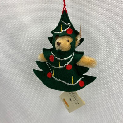 STEIFF ''EVERGREEN'' EAN 665417  4 3/4'' MOHAIR BEAR ORNAMENT  AS CHRISTMAS TREE