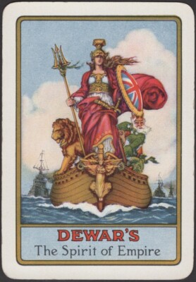 Spielkarten Einzelkarte alt Vintage breit * DEWAR S WHISKY * Werbung LÖWE J