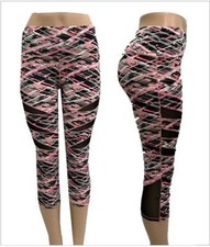 Womens Sport Capri YOGA Workout Running Gym Pants Leggings Fitness S/M