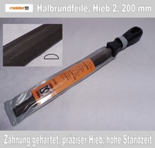 Feile, Halbrundfeile, Hieb 2, mittelfein, gute Oberfl&auml;cheng&uuml;te, 200 mm