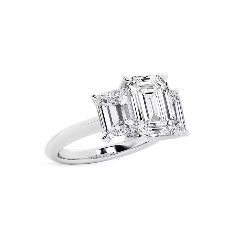 Diamond Engagement Ring VS1 F Emerald 2.50 Ct Lab Created IGI Certified 14k Gold - Image 3 of 4