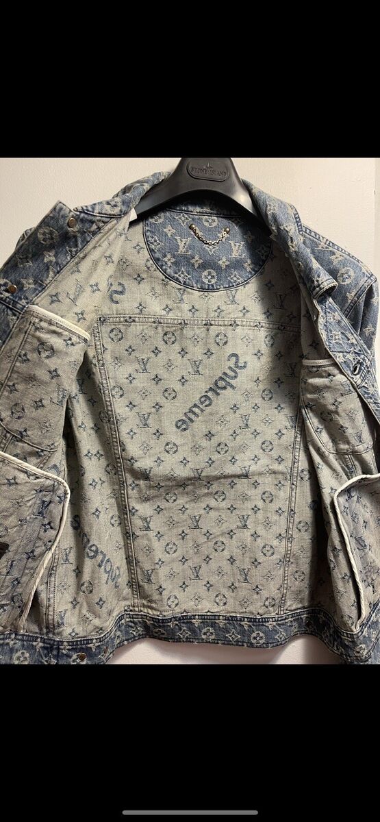 Louis Vuitton X Supreme Monogram Denim Trucker Jacket Sz 52 Louis Vuitton X Supreme Monogram Denim Trucker Jacket Sz 52